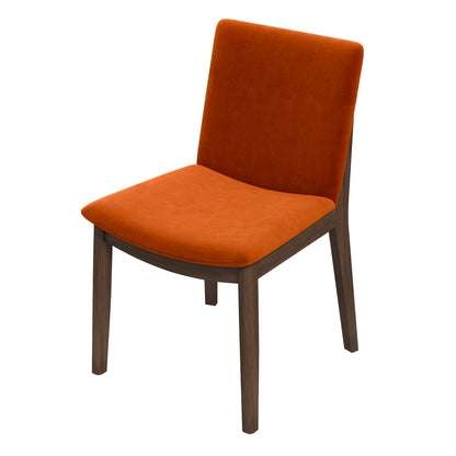 Silla de comedor Laura de madera maciza en terciopelo naranja quemado (juego de 2)