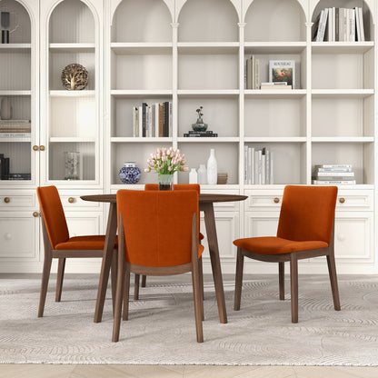 Silla de comedor Laura de madera maciza en terciopelo naranja quemado (juego de 2)