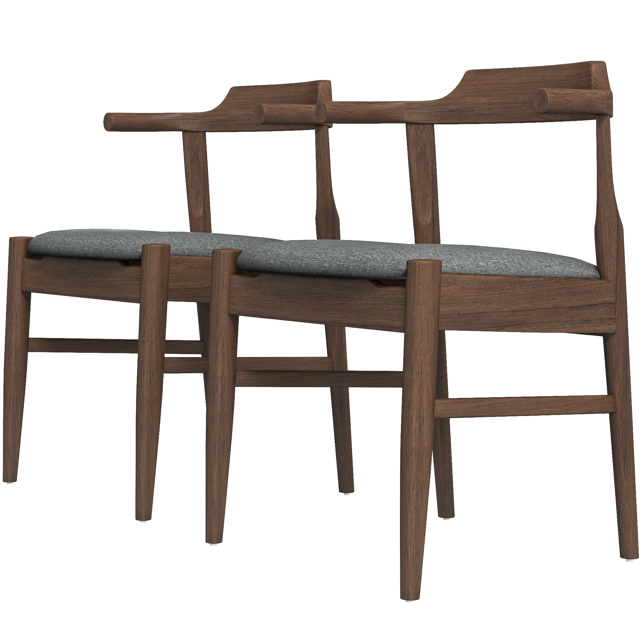 Silla de comedor Leon de tela gris de mediados de siglo (juego de 2)