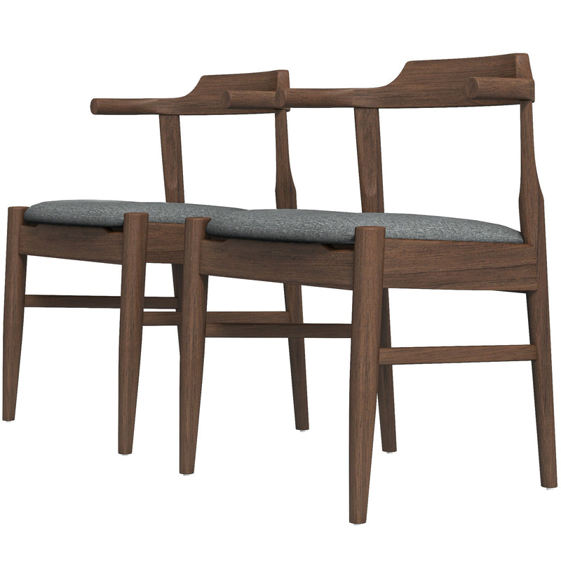 Silla de comedor Leon de tela gris de mediados de siglo (juego de 2)