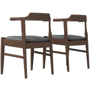 Silla de comedor Leon de tela gris de mediados de siglo (juego de 2)