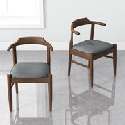 Silla de comedor Leon de tela gris de mediados de siglo (juego de 2)