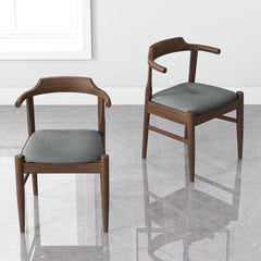 Silla de comedor Leon de tela gris de mediados de siglo (juego de 2)