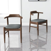 Silla de comedor Leon de tela gris de mediados de siglo (juego de 2)