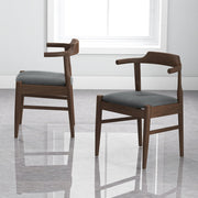 Silla de comedor Leon de tela gris de mediados de siglo (juego de 2)
