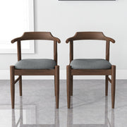 Silla de comedor Leon de tela gris de mediados de siglo (juego de 2)