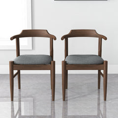 Silla de comedor Leon de tela gris de mediados de siglo (juego de 2)