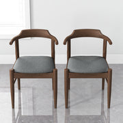 Silla de comedor Leon de tela gris de mediados de siglo (juego de 2)