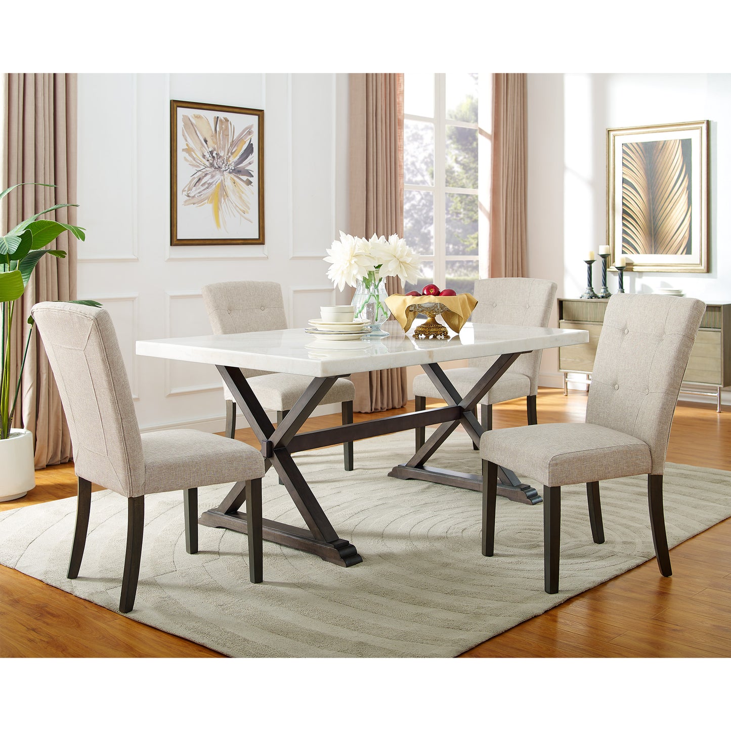 Lexi Tufted Fabric Side Chair in Beige (2 Per Pack)