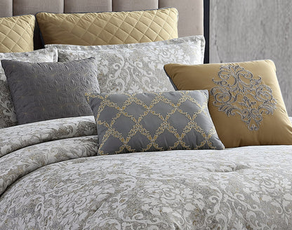 Vintage Medallion 9-Piece Queen Comforter Set in Lisbon Gray