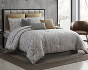 Vintage Medallion 9-Piece Queen Comforter Set in Lisbon Gray