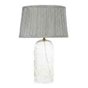 Lámpara de mesa Luxora dorada - Transparente y gris