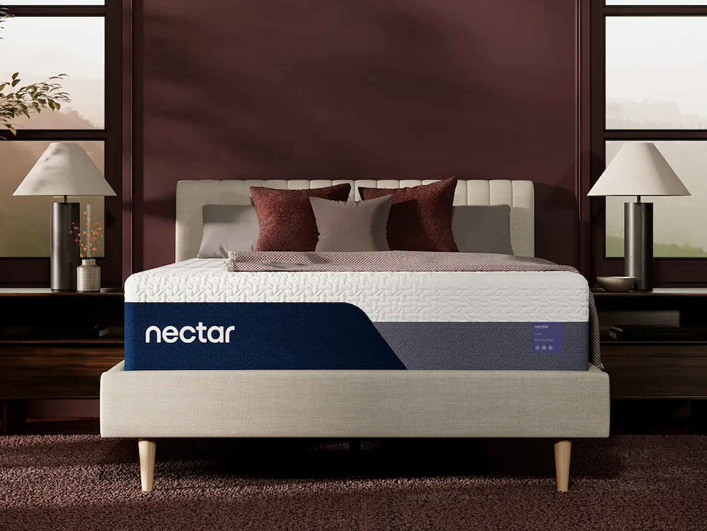 14" Nectar Luxe Memory Foam 5.1 Medium Plush Queen Mattress + Free Adjustable Base