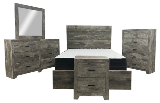 Grey Distressed Frame Bedroom Mirror