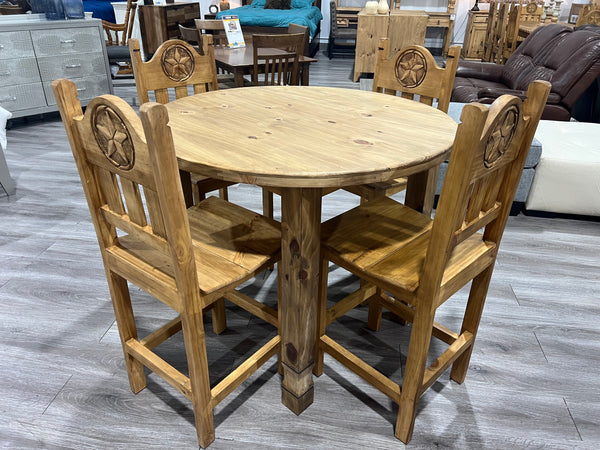 Luis 5PC Round Dining Set Rustic Farmhouse Style