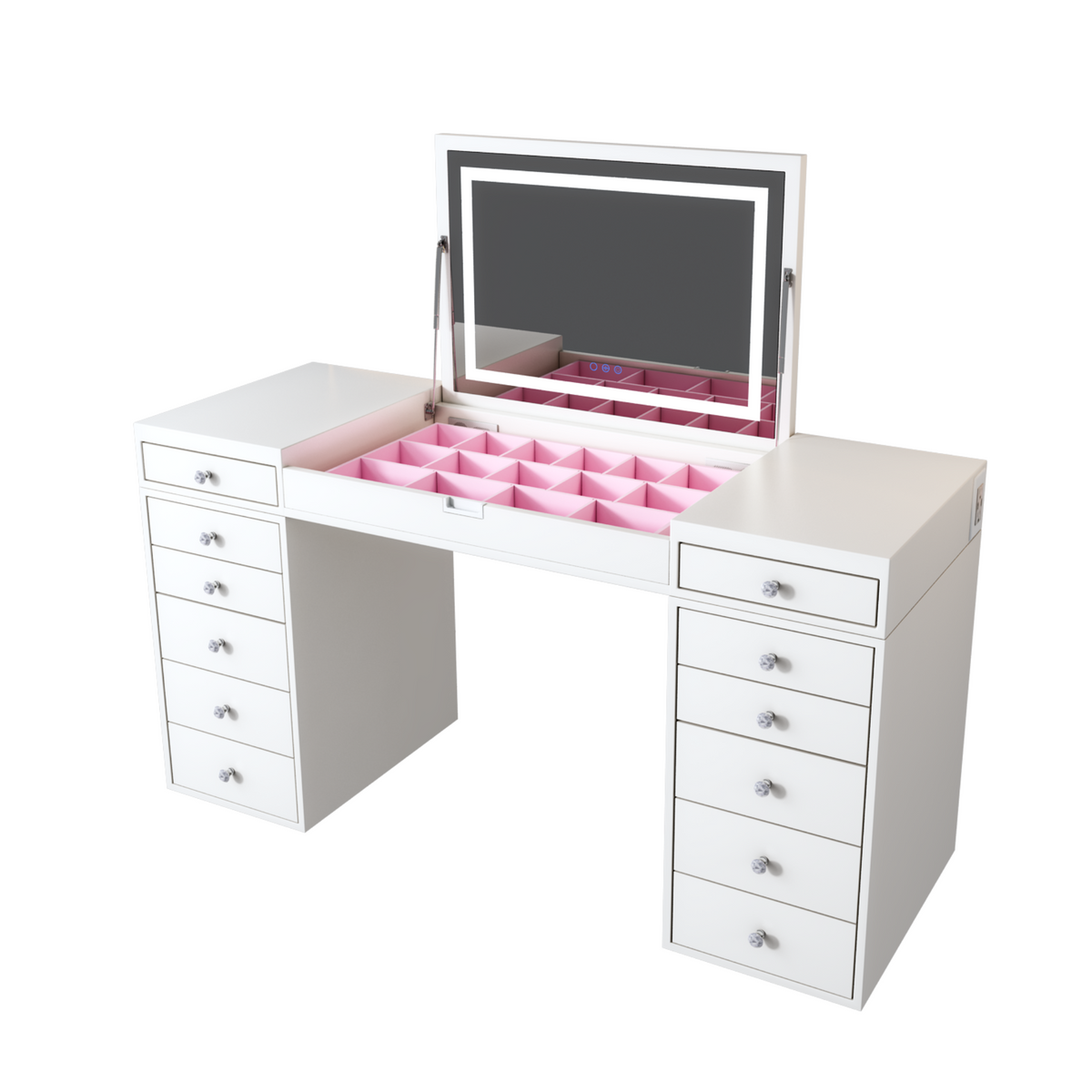SlayStation® Madison Vanity Table w/ Flip Top LED Mirror