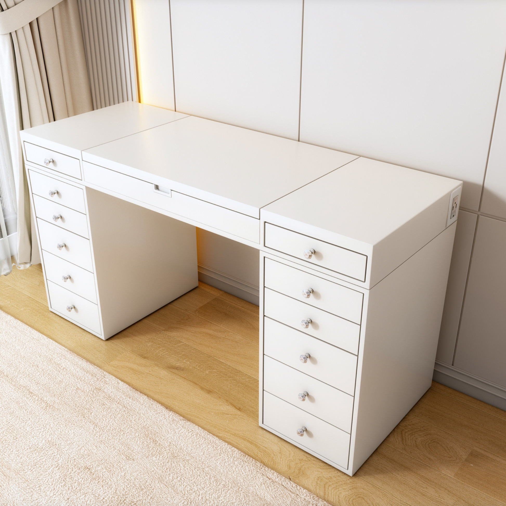 SlayStation® Madison Vanity Table w/ Flip Top LED Mirror