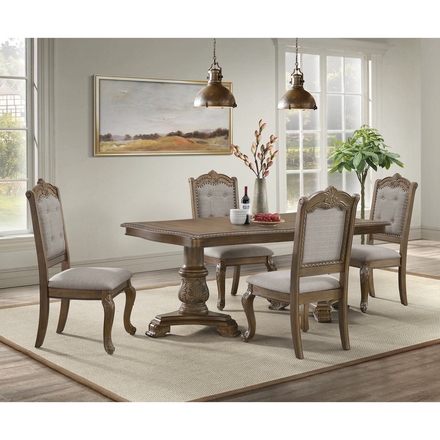 Madison Park Rectangular Dining Table with 2 18" Leaves in Walnut