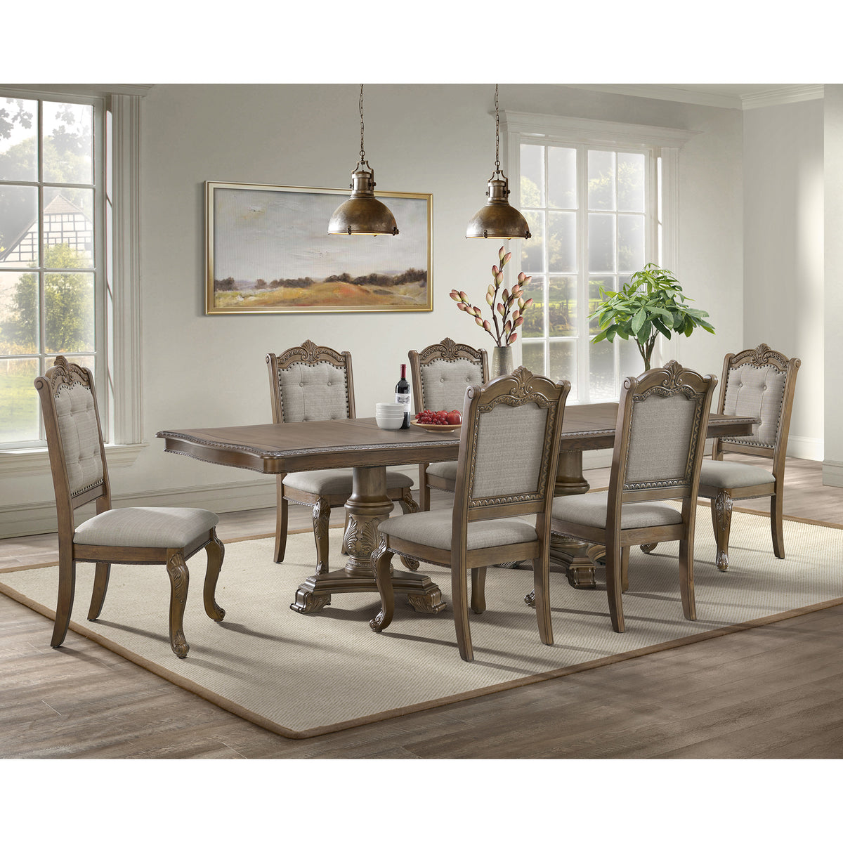 Madison Park 7Pc Standard Height Dining Set In Walnut-Table And Six Chairs