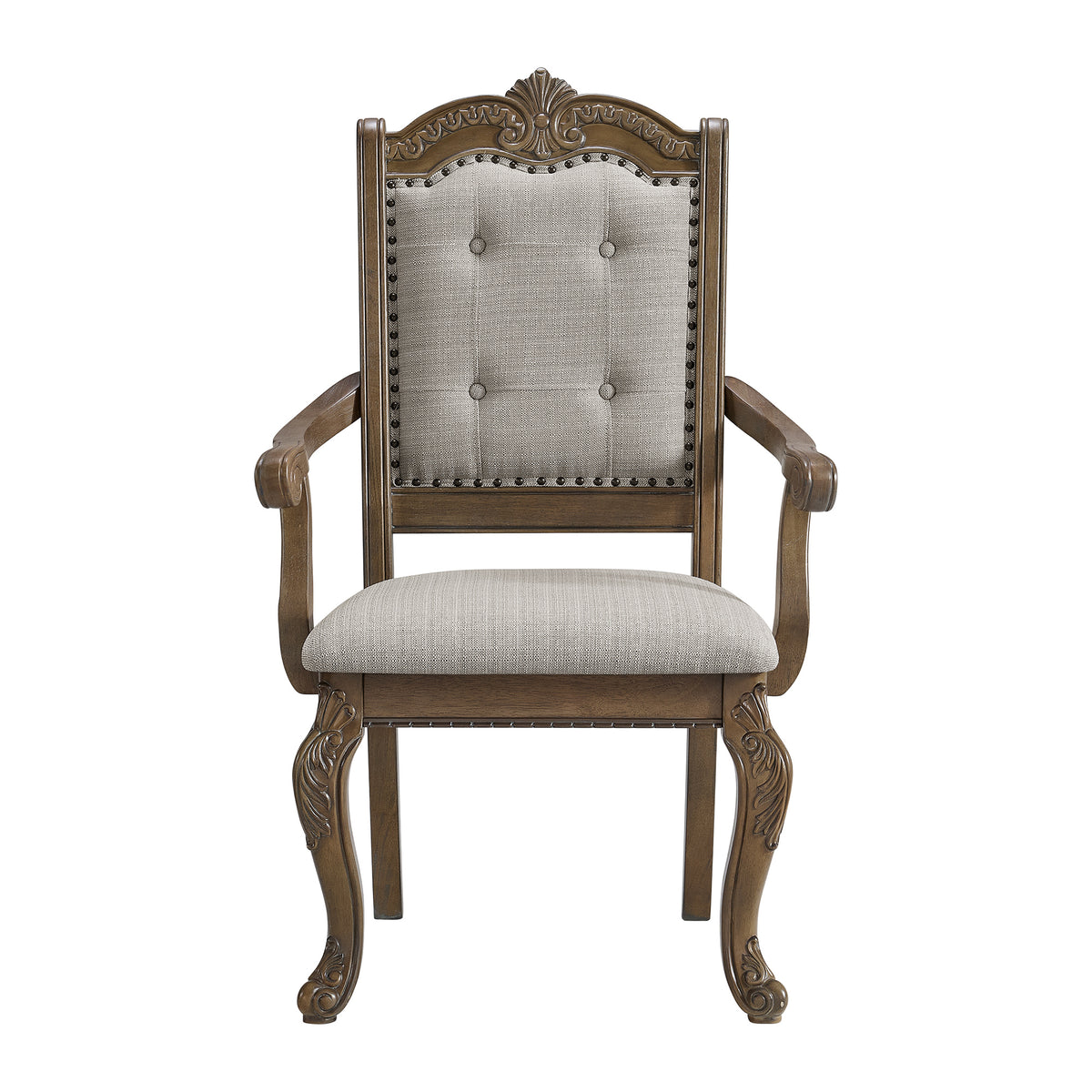 Madison Park Dining Arm Chair With Beige Fabric In Walnut (2 Per Carton)