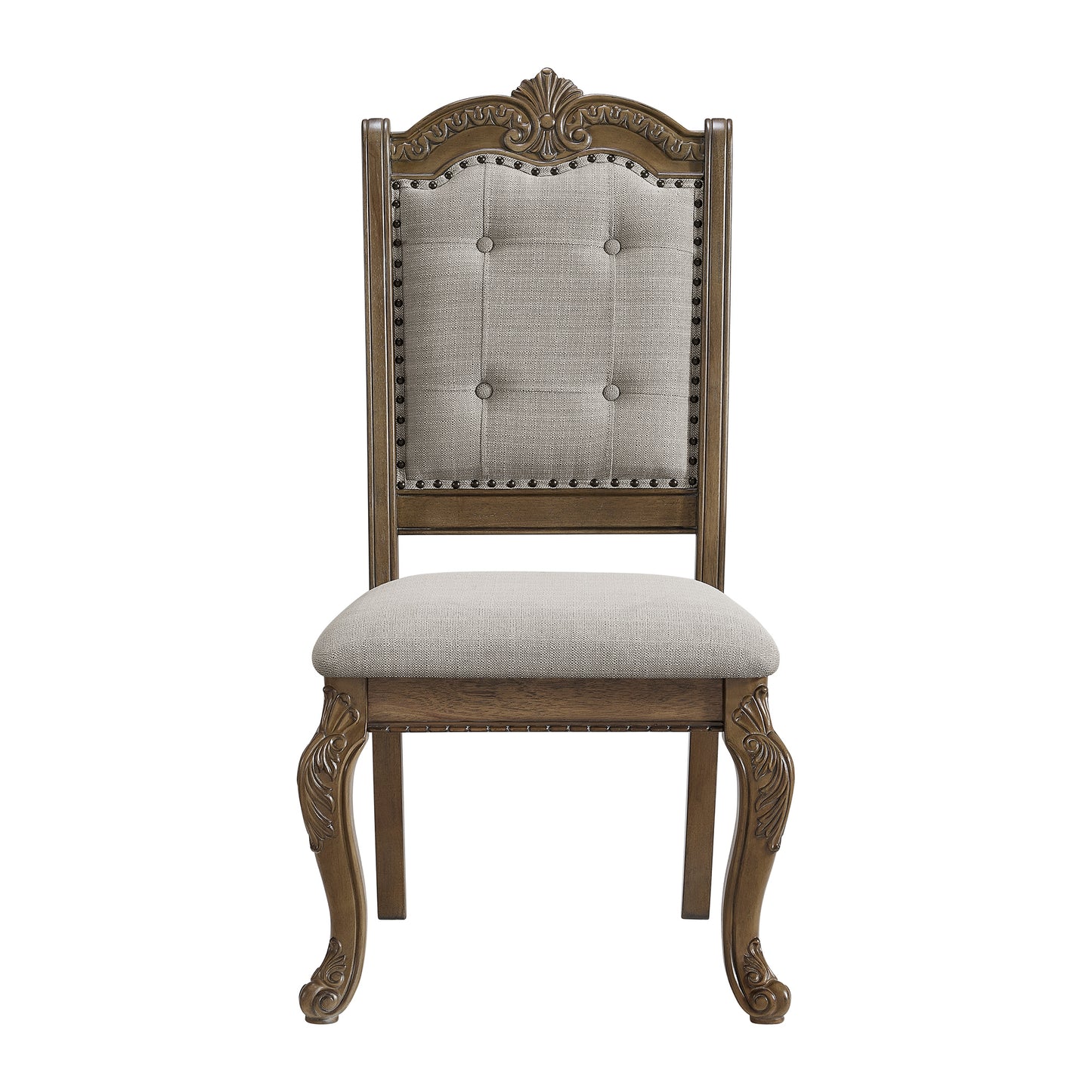 Madison Park Dining Side Chair with Beige Fabric in Walnut (2 Per Carton)
