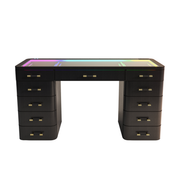 SlayStation® Maison Faux Leather Premium Vanity Table w/ RGB Light