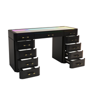 SlayStation® Maison Faux Leather Premium Vanity Table w/ RGB Light
