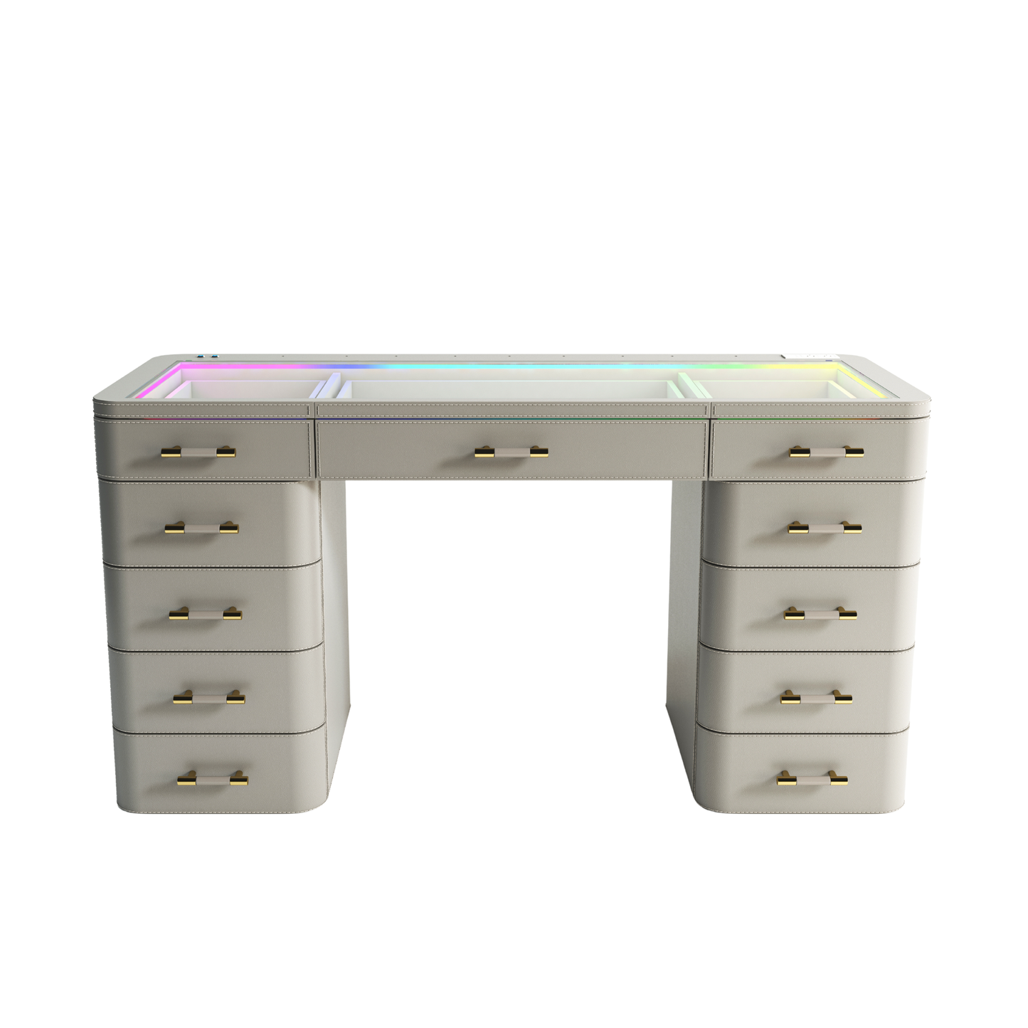SlayStation® Maison Faux Leather Premium Vanity Table w/ RGB Light