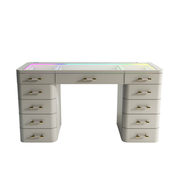 SlayStation® Maison Faux Leather Premium Vanity Table w/ RGB Light