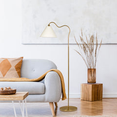 Majestic Brass Ring Base Curved Floor Lamp
