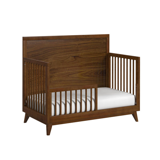 Malia Crib with High Headboard and Guardrail in Walnut