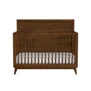 Malia Crib with High Headboard and Guardrail in Walnut