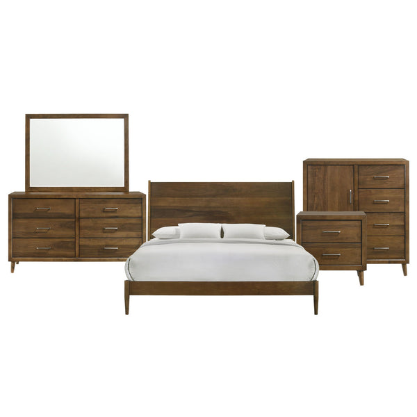 Malibu King Panel 5PC Bedroom Set in Walnut
