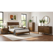 Malibu King 5PC Bedroom Set with 2 Nightstands, Dresser & Chest in Walnut