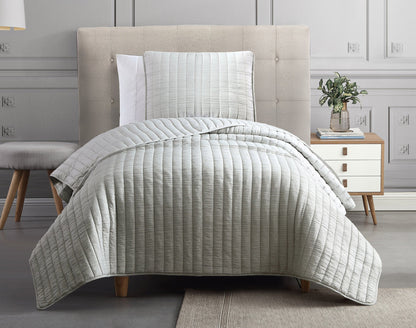 Textured Channel Quilted 2 Piece Corverlet Set