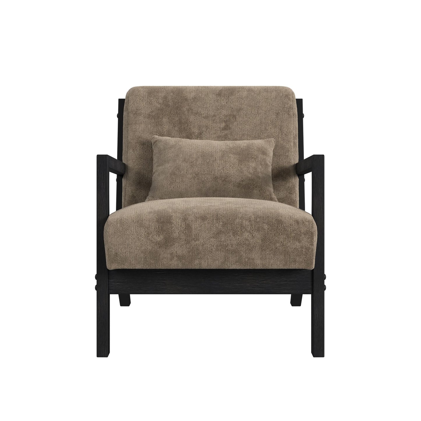Marina Chair with kidney pillow in Langley Cocoa and Brushed Espresso Finish