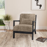 Marina Chair with kidney pillow in Langley Cocoa and Brushed Espresso Finish