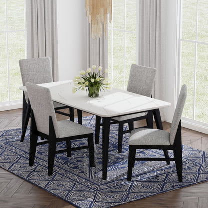 Marlene Dining Side Chair with Grey Fabric in Black (2 Per Carton)