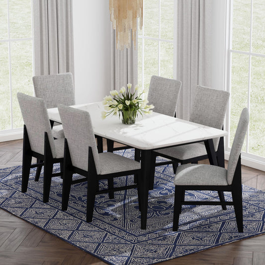 Marlene 7PC Standard Height Dining Set in Black-Table and Six Chairs
