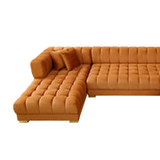 Sofá esquinero en forma de U de terciopelo color coñac Marlow