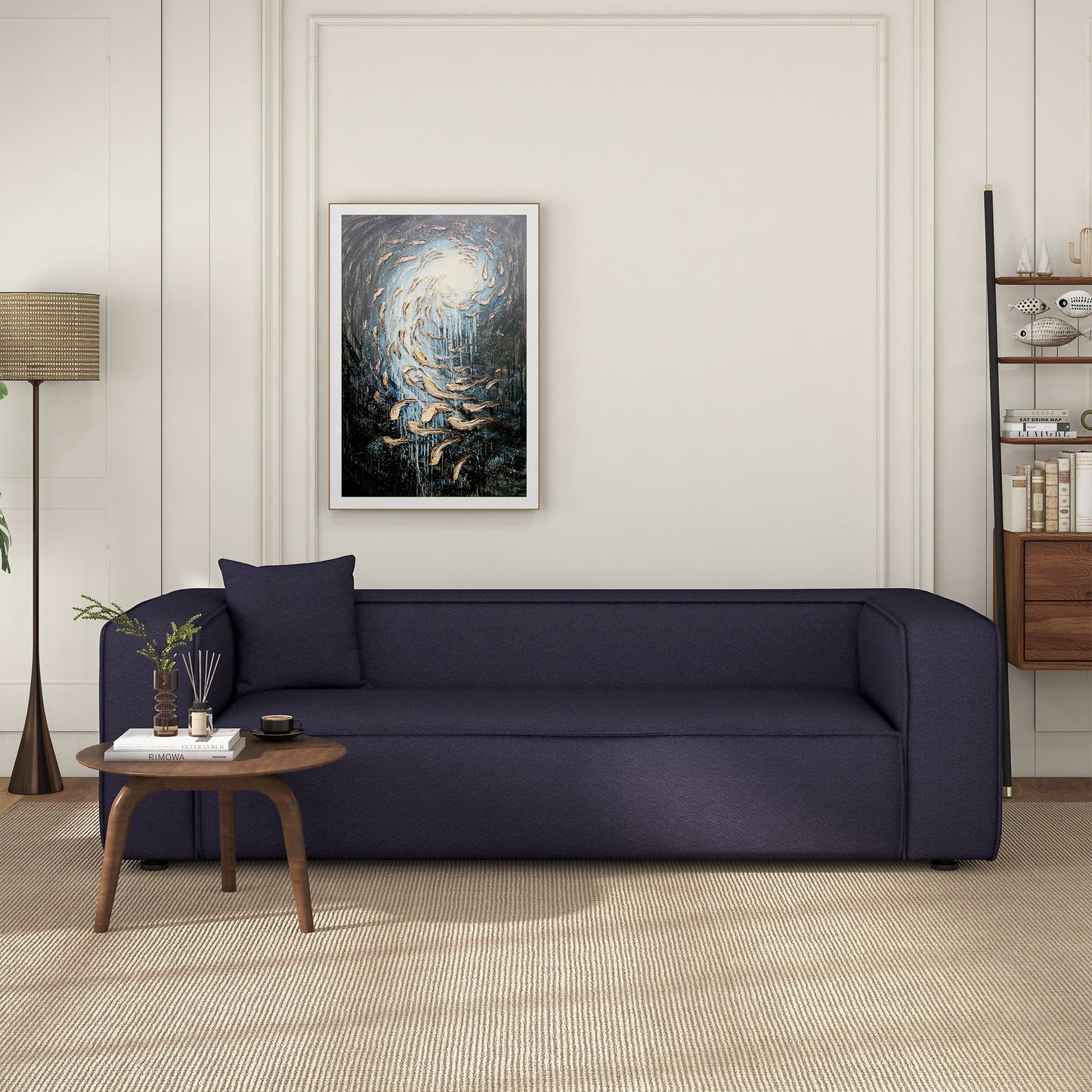 Sofá moderno Marshall de bouclé gris