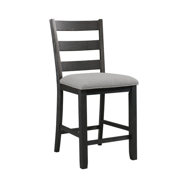 Martin Counter Side Chair with Grey Fabric - Black Finish (2 Per Carton)