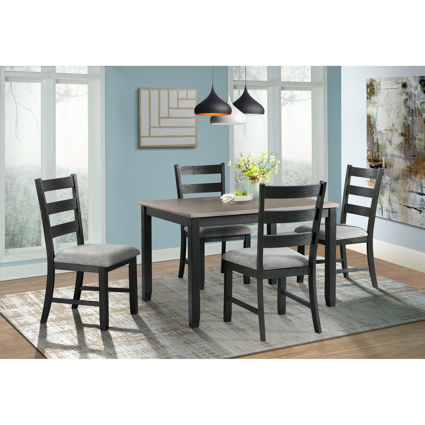 Martin 5 pc Dining Set (Black Base)
