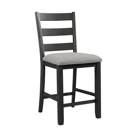 Martin Counter Side Chair with Grey Fabric - Black Finish  (2 Per Carton)