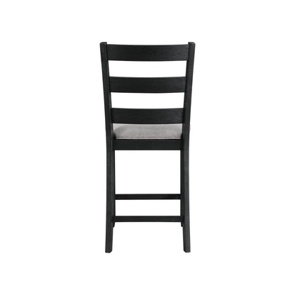 Martin Counter Side Chair with Grey Fabric - Black Finish  (2 Per Carton)
