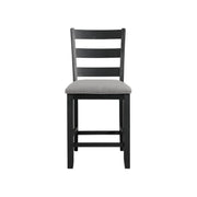 Martin Counter Side Chair with Grey Fabric - Black Finish  (2 Per Carton)