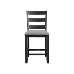 Martin Counter Side Chair with Grey Fabric - Black Finish  (2 Per Carton)