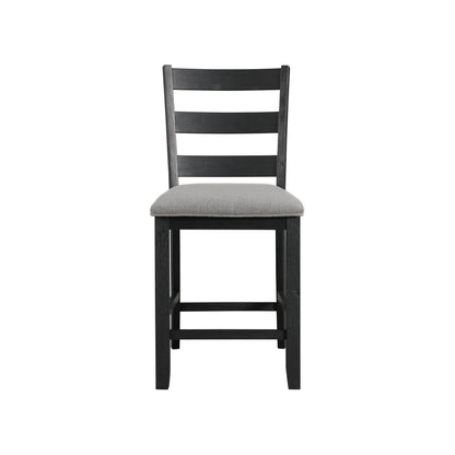 Martin Counter Side Chair with Grey Fabric - Black Finish  (2 Per Carton)