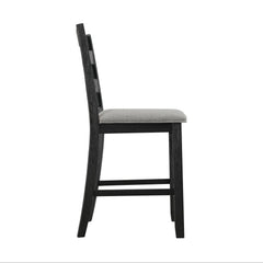 Martin Counter Side Chair with Grey Fabric - Black Finish  (2 Per Carton)