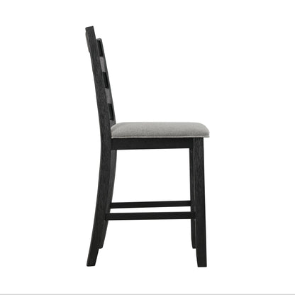 Martin Counter Side Chair with Grey Fabric - Black Finish  (2 Per Carton)